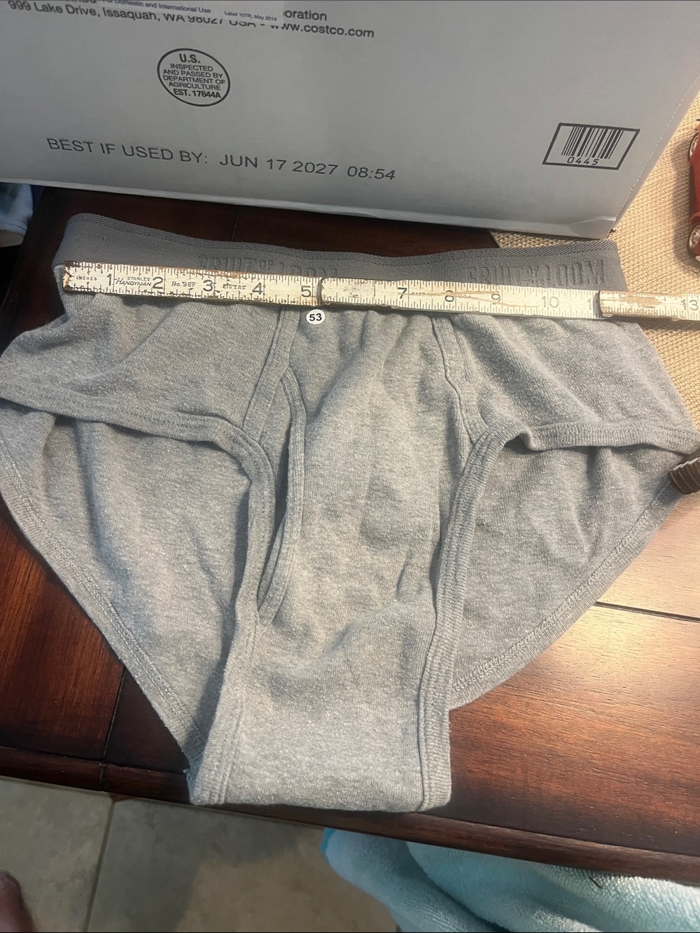 .-#53..Embossed Fruit of the Loom Men's Cotton Briefs - Light Gray medium